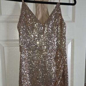 B. Smart Glittering Rose Gold Mini Dress